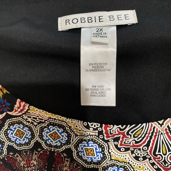 Faux Wrap Dress Boho 2X Medallions Side Tie Swing Textured Wrinkle Resistant - Picture 13 of 14